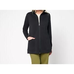 Denim & Co Size S Black Easy Wear French Terry Tunic Jacket A678262 NWOT